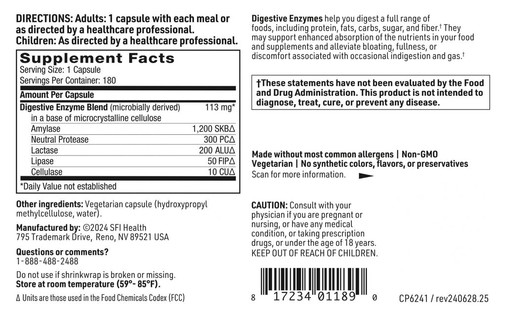 180 Capsules Digestive Enzymes C433307