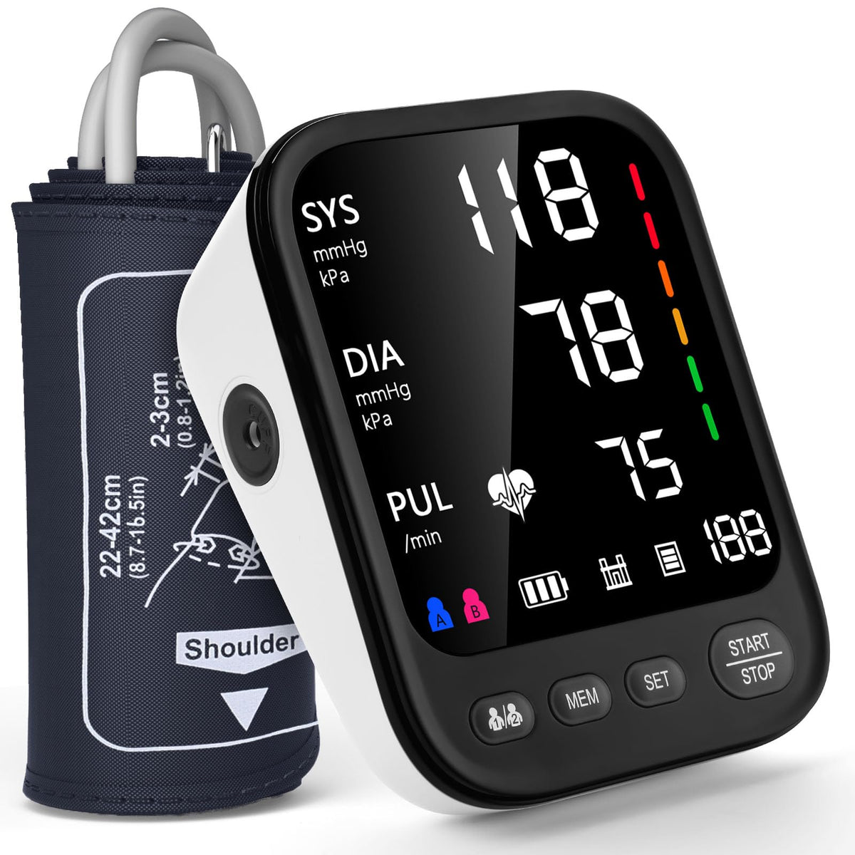 Automatic Upper Arm Blood Pressure Monitor with Adjustable Large Cuff S182