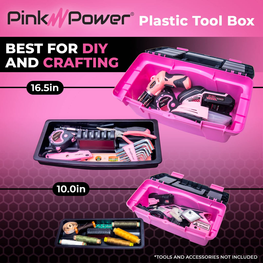 Pink Plastic Tool Box with Handle 2 Pack B285507