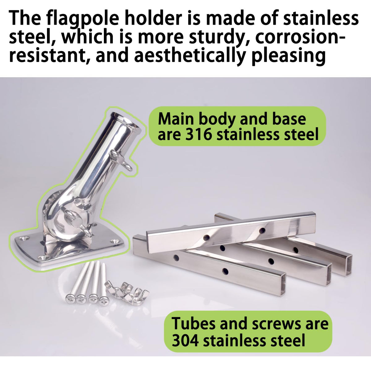 316 Stainless Steel Flagpole Holder for 1-Inch Flagpoles M235789
