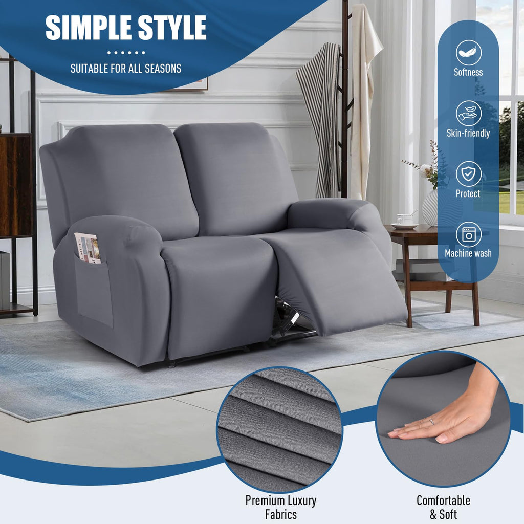 2 Piece Polyester Stretch Recliner Loveseat Slipcover G2589