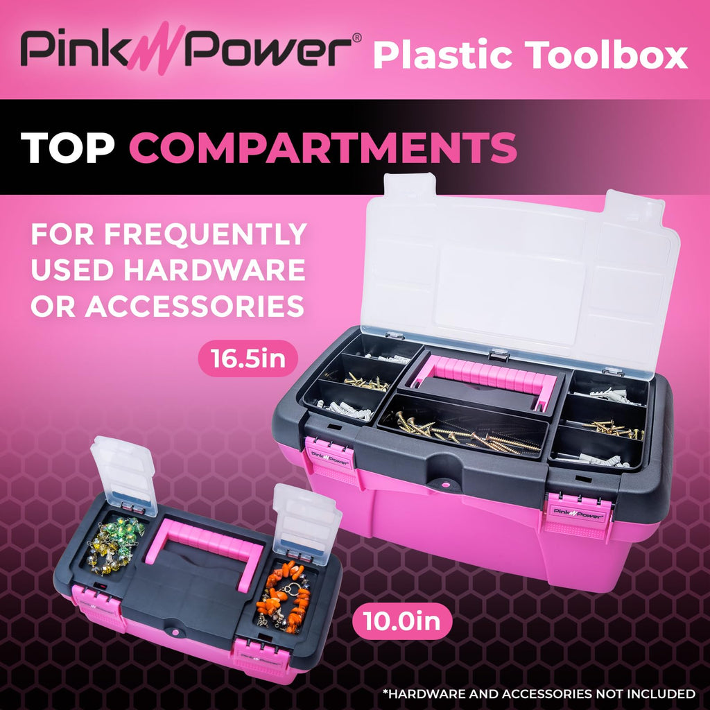 Pink Plastic Tool Box with Handle 2 Pack B285507