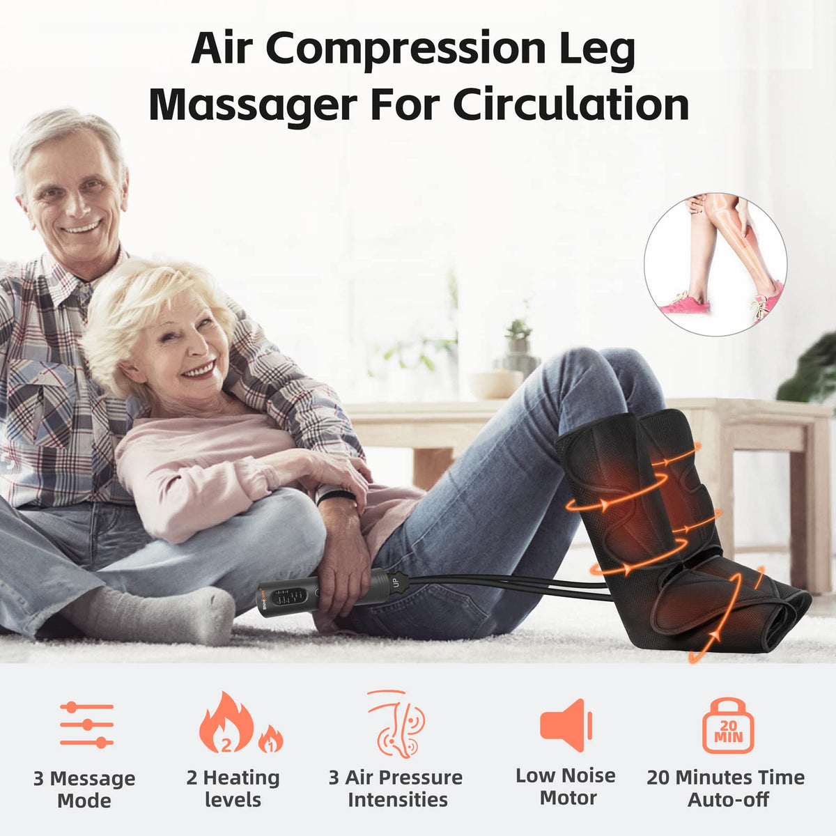 Air Compression Leg Massager with Heat D476