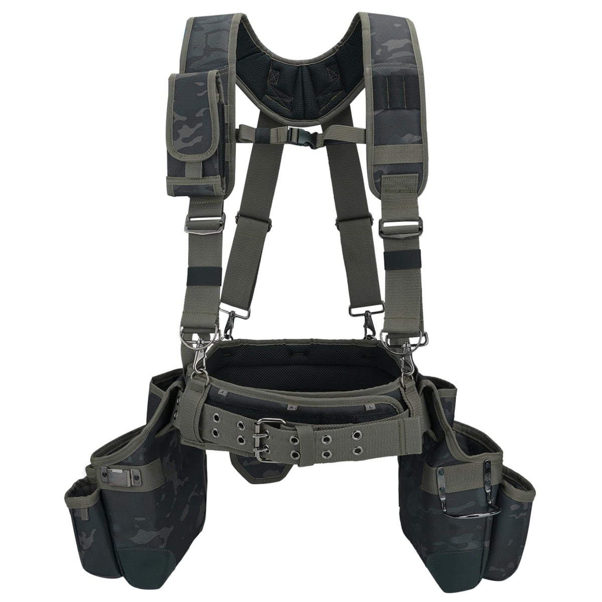 Camo Tool Belt with Suspenders Tool Pouch Organizer Heavy Duty Y272