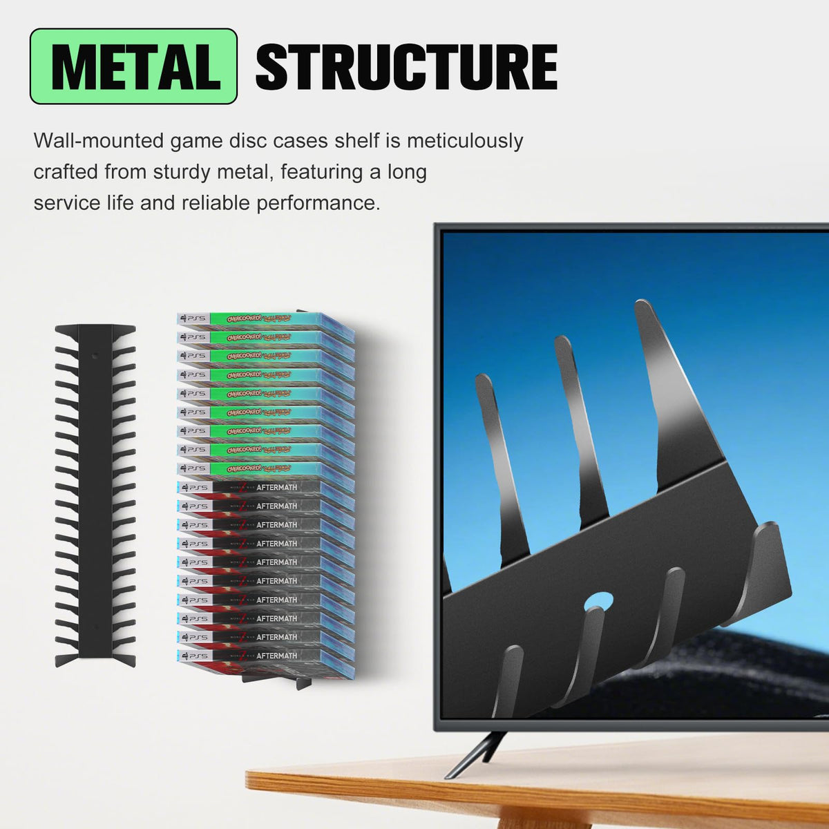 4-Pack Wall Mount DVD Holder Metal Video Game Storage Rack Z5000
