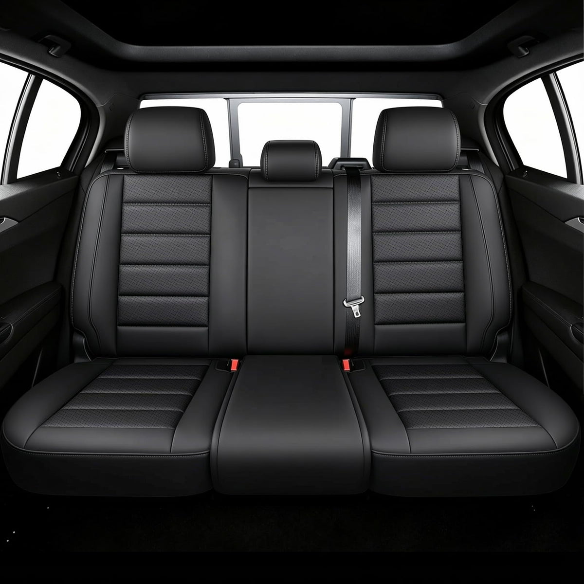 Waterproof Nappa Leather Car Seat Covers 5 Seats Black Red T6777