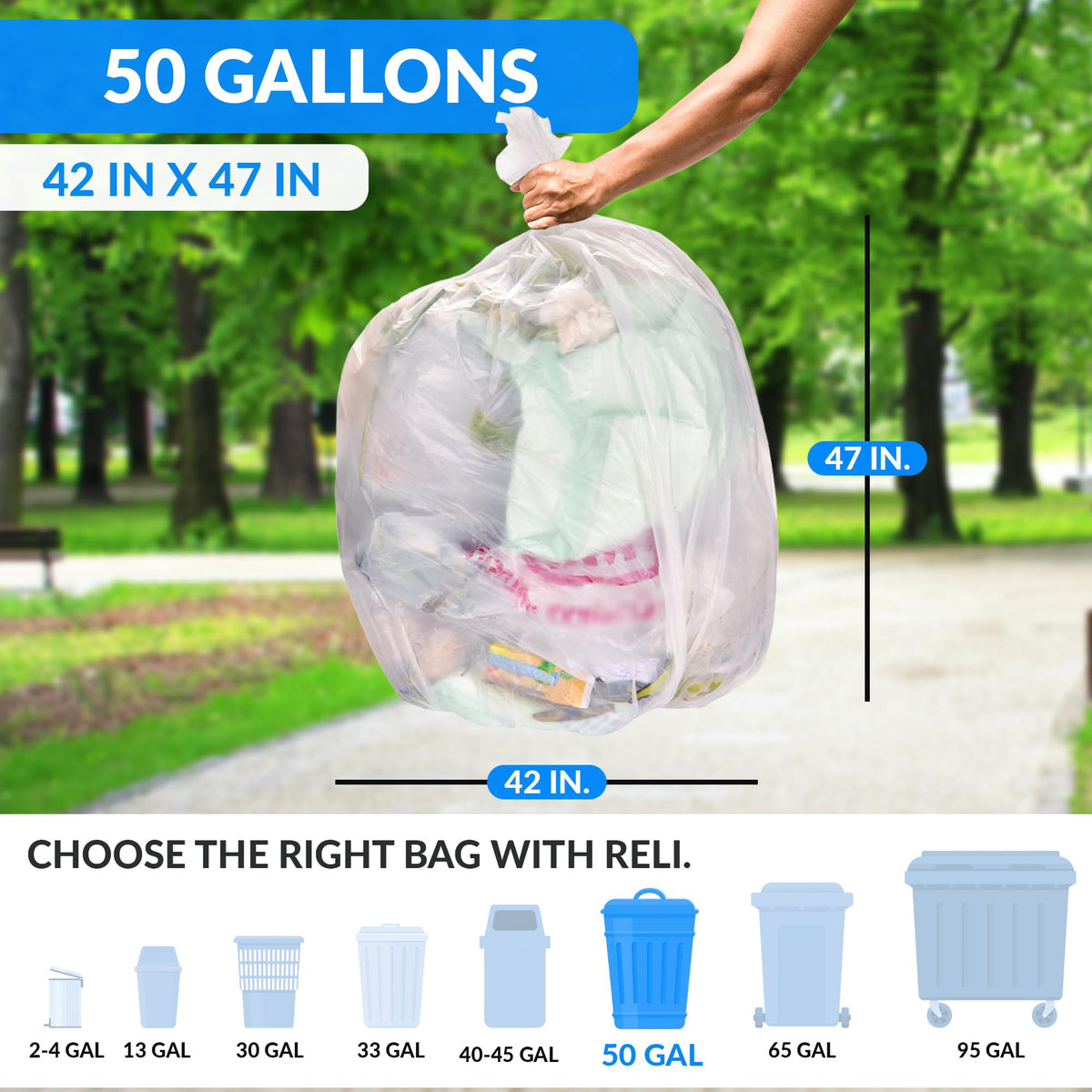 50 Gallon Heavy Duty Trash Bags T22370