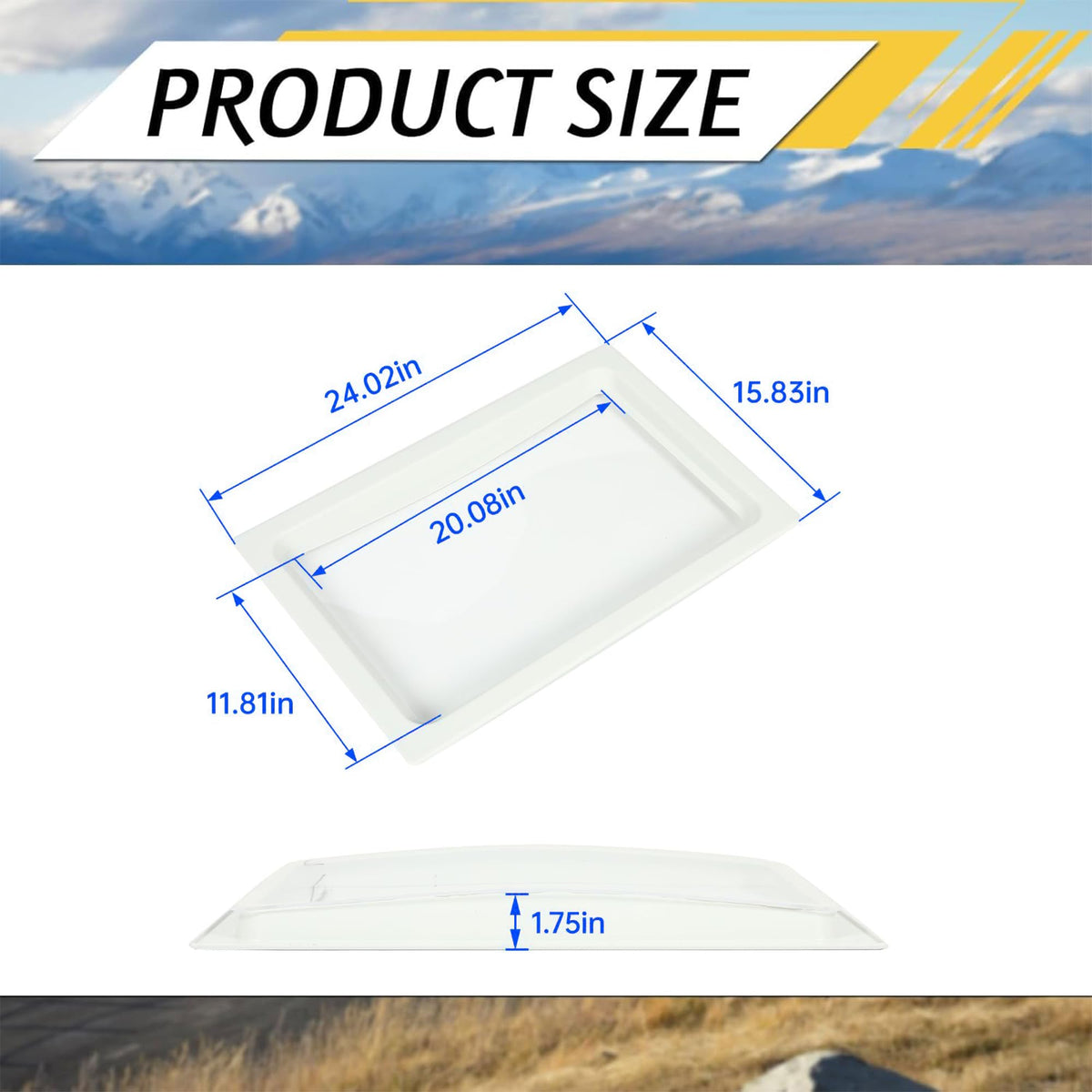 24" Shatterproof Clear RV Skylight Dome Cover S968515