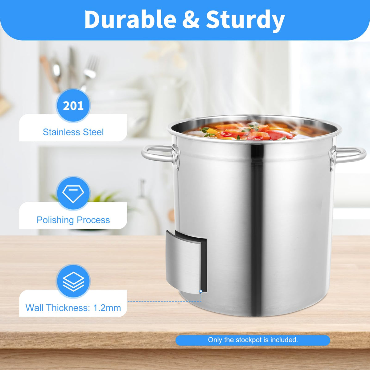 30 QT Stainless Steel Stock Pot with Lid V1257