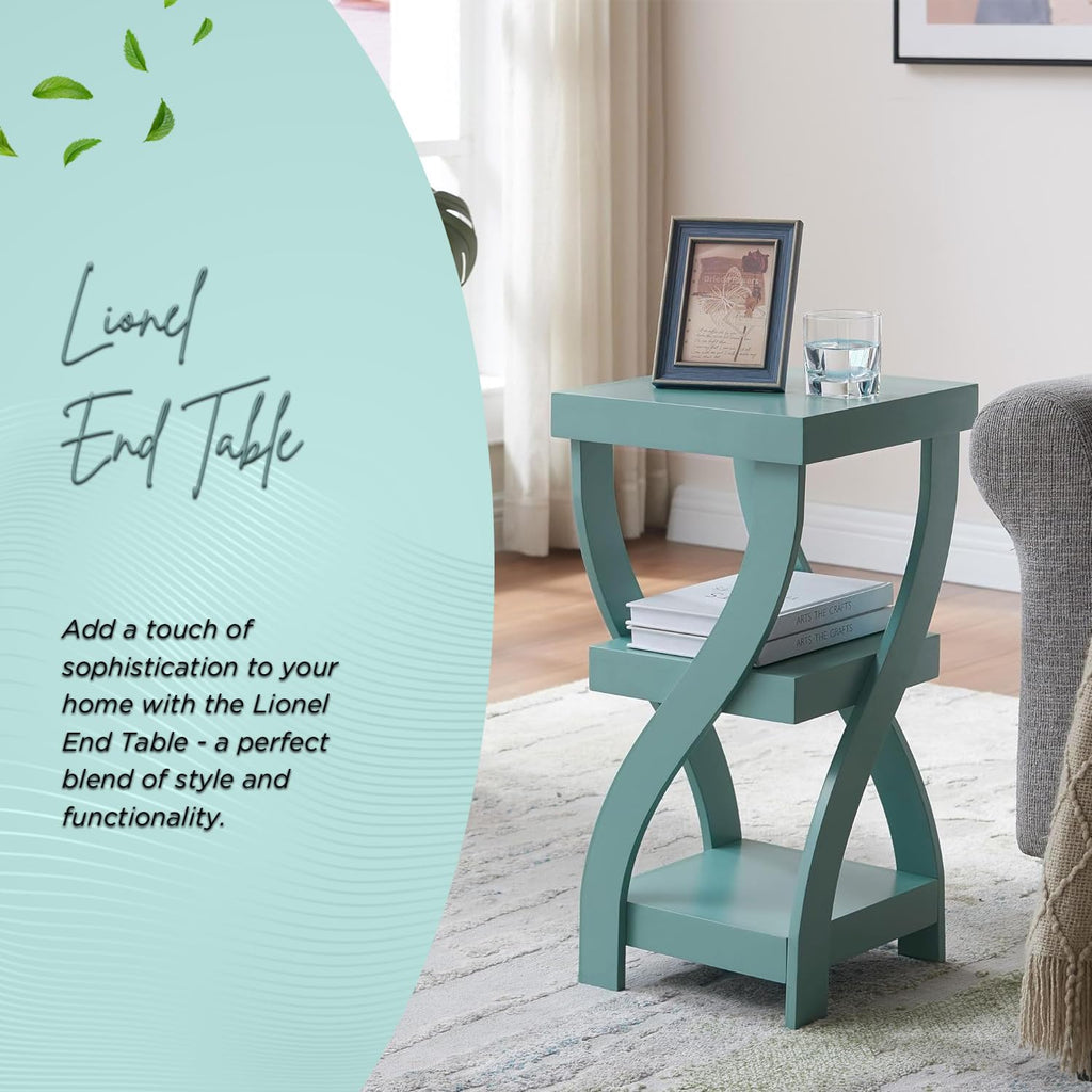 3-Tier Twisted Wood End Table with Open Storage Shelves O1359