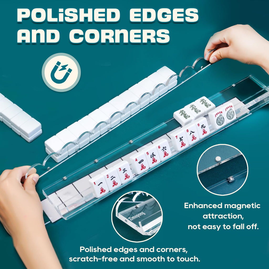 Clear Acrylic 17.5inch Mahjong Racks with Magnetic Pushers, 4 PCS B4059