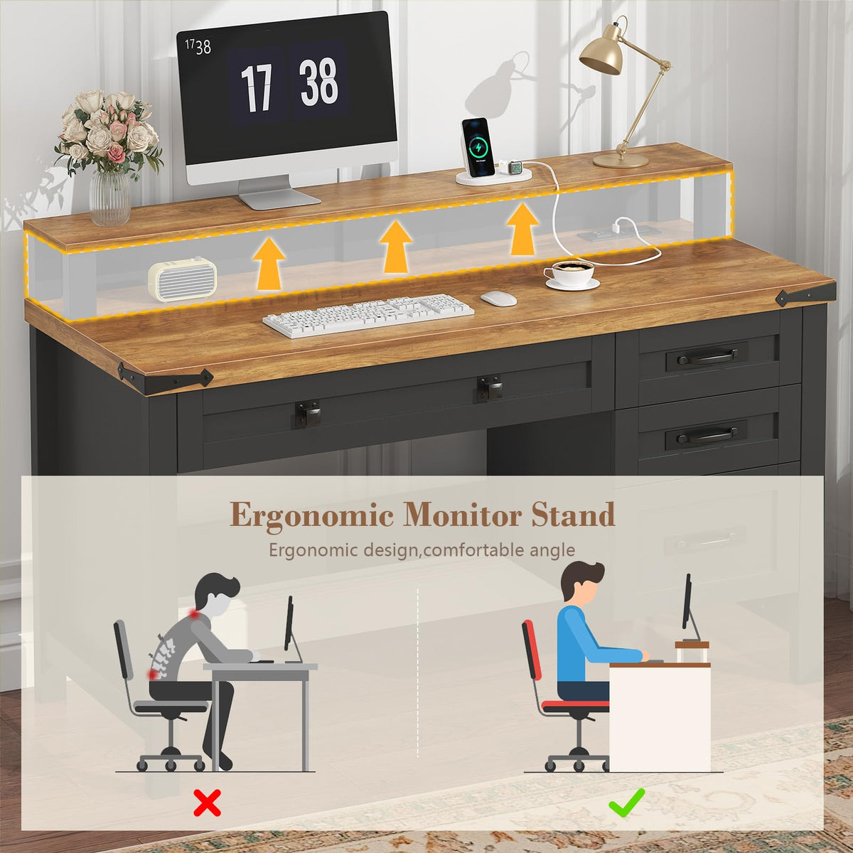 47" Computer Desk with Drawers Q4548