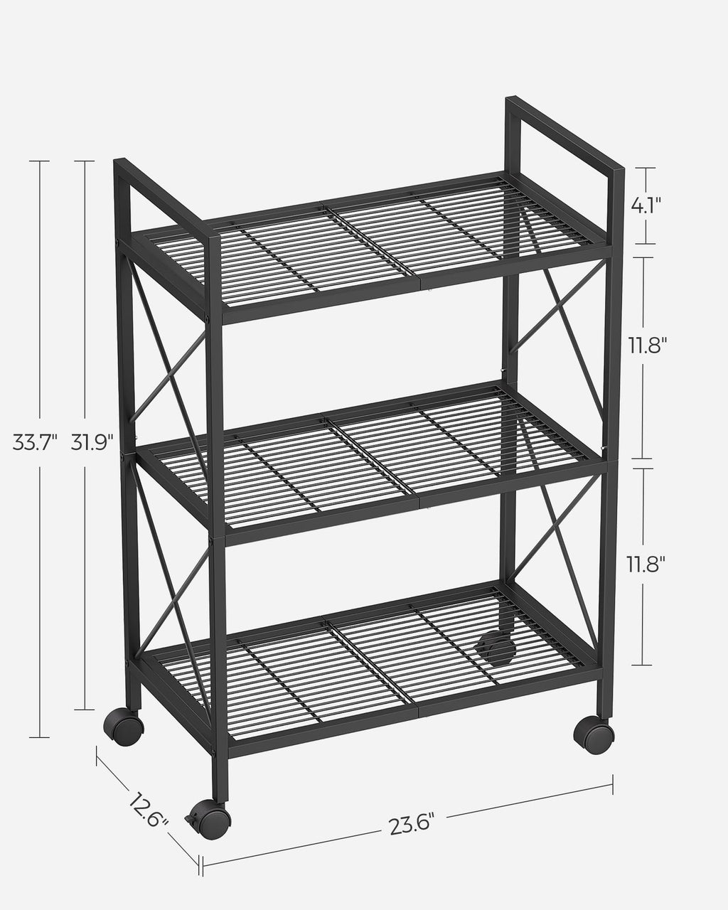 3-Tier Steel Storage Rack with Wheels P20540