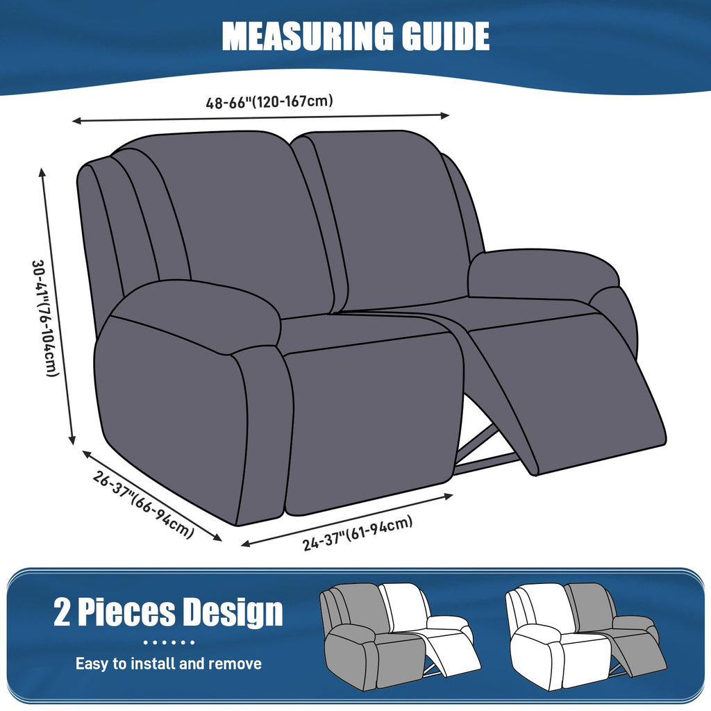 2 Piece Polyester Stretch Recliner Loveseat Slipcover G2589