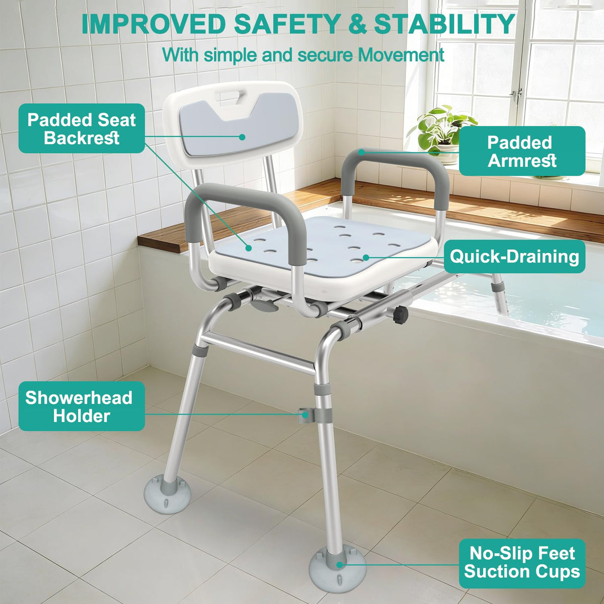 Tub Transfer Bench with Swivel Seat J351