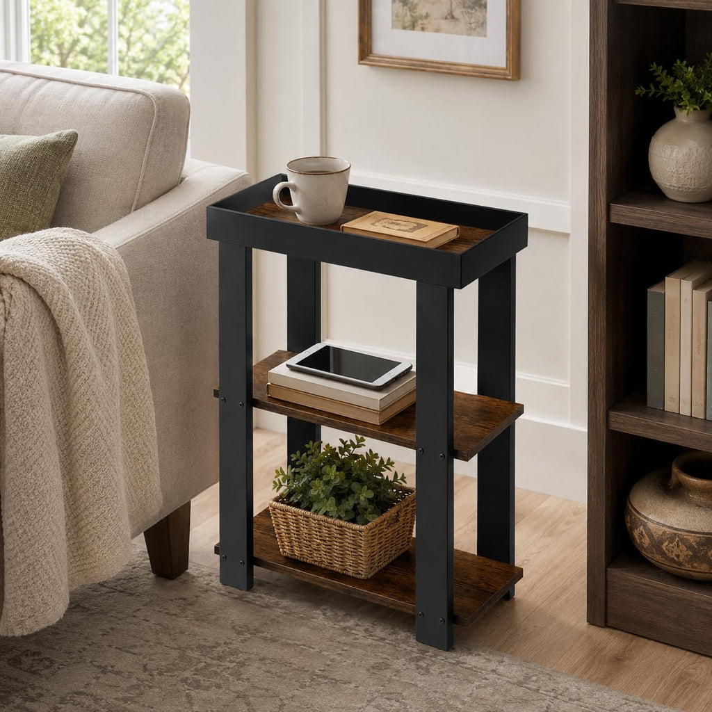 Rustic Brown 3-Tier Narrow Side Table R154082