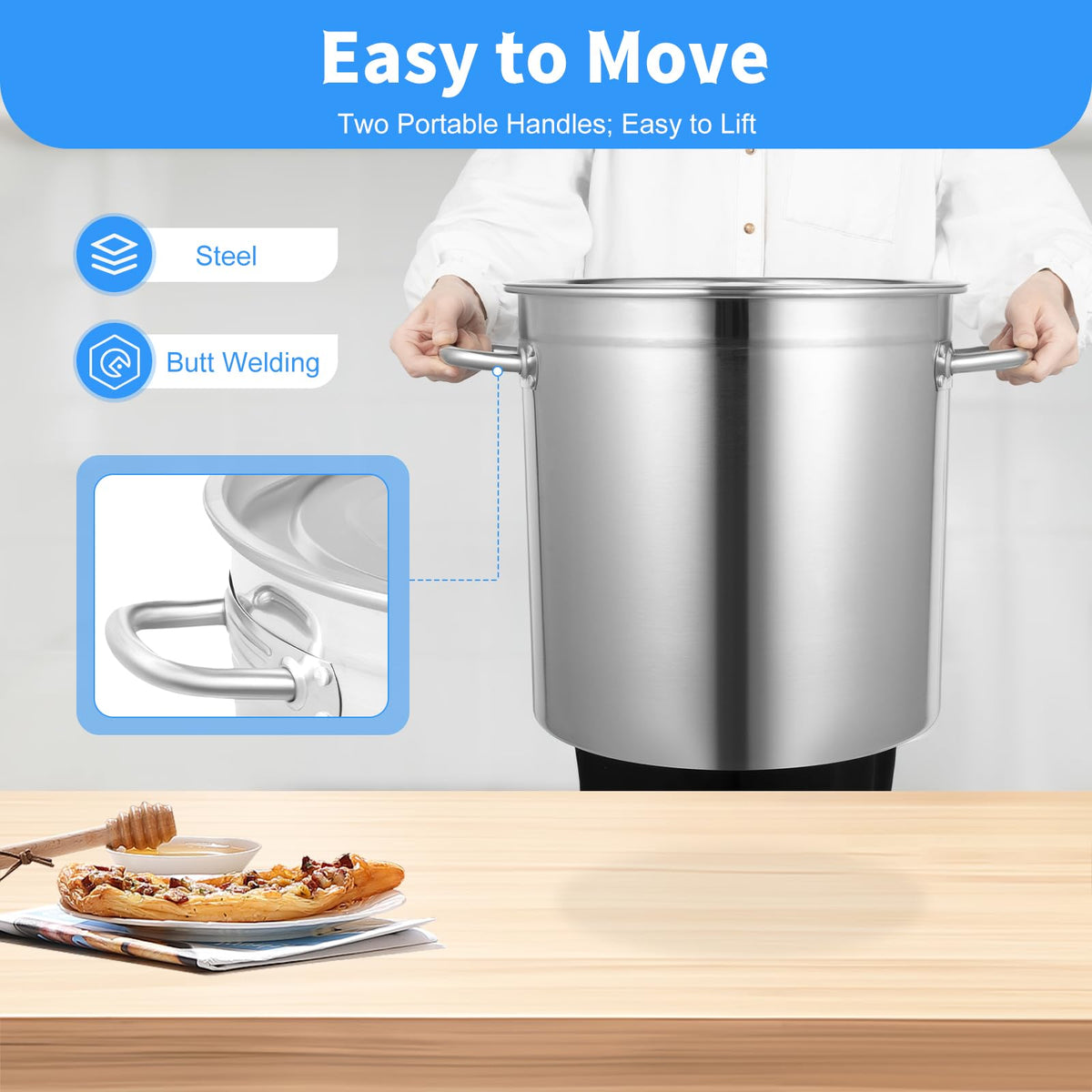 30 QT Stainless Steel Stock Pot with Lid V1257