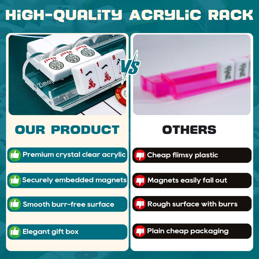 Clear Acrylic 17.5inch Mahjong Racks with Magnetic Pushers, 4 PCS B4059