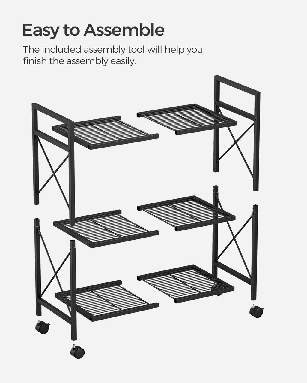 3-Tier Steel Storage Rack with Wheels P20540