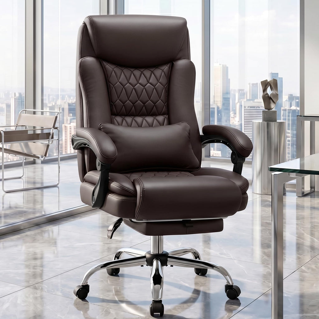 Brown PU Leather High Back Ergonomic Executive Office Chair R77357