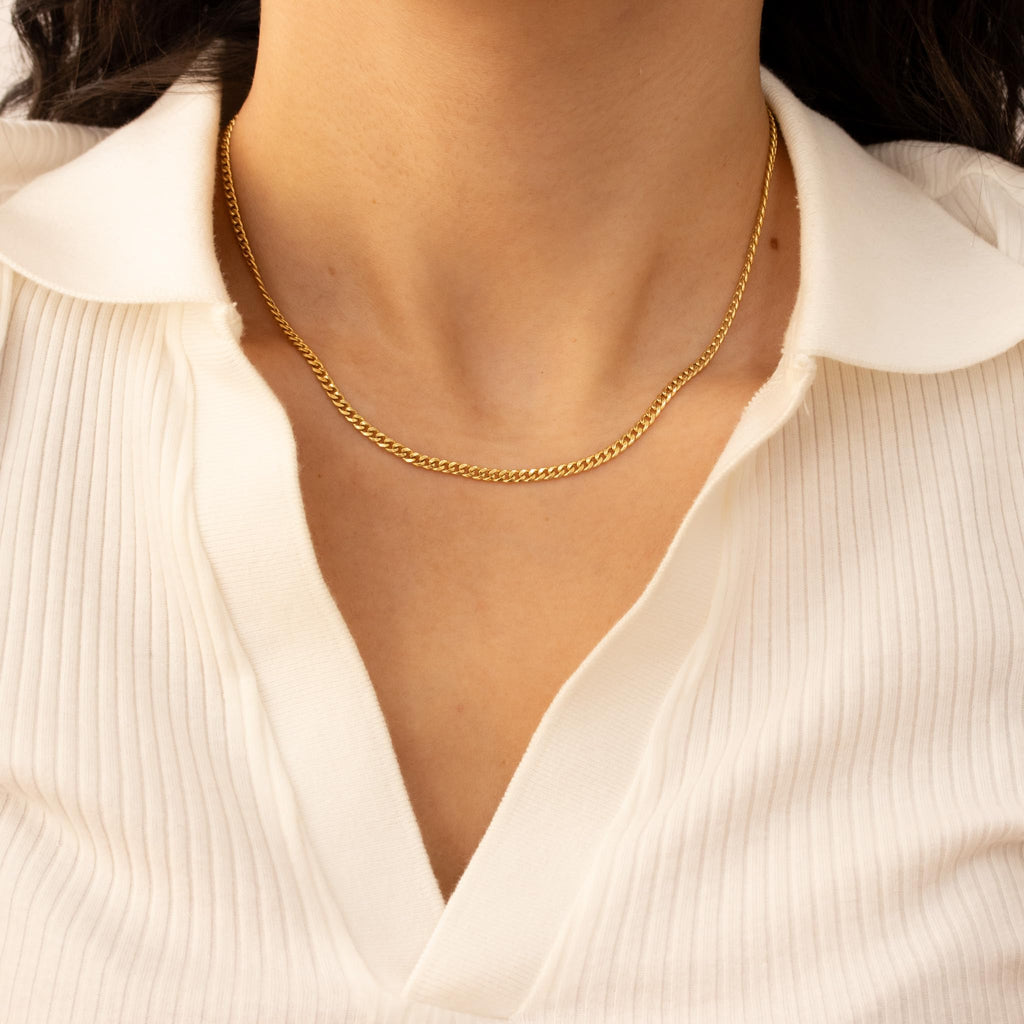 14k Gold Hollow Cuban Link Chain Necklace O259327