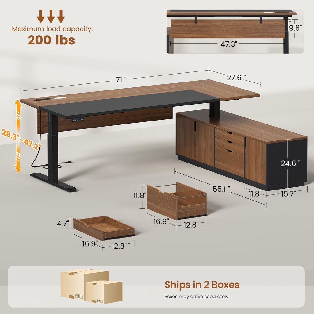71" L Shaped Electric Standing Desk E20028