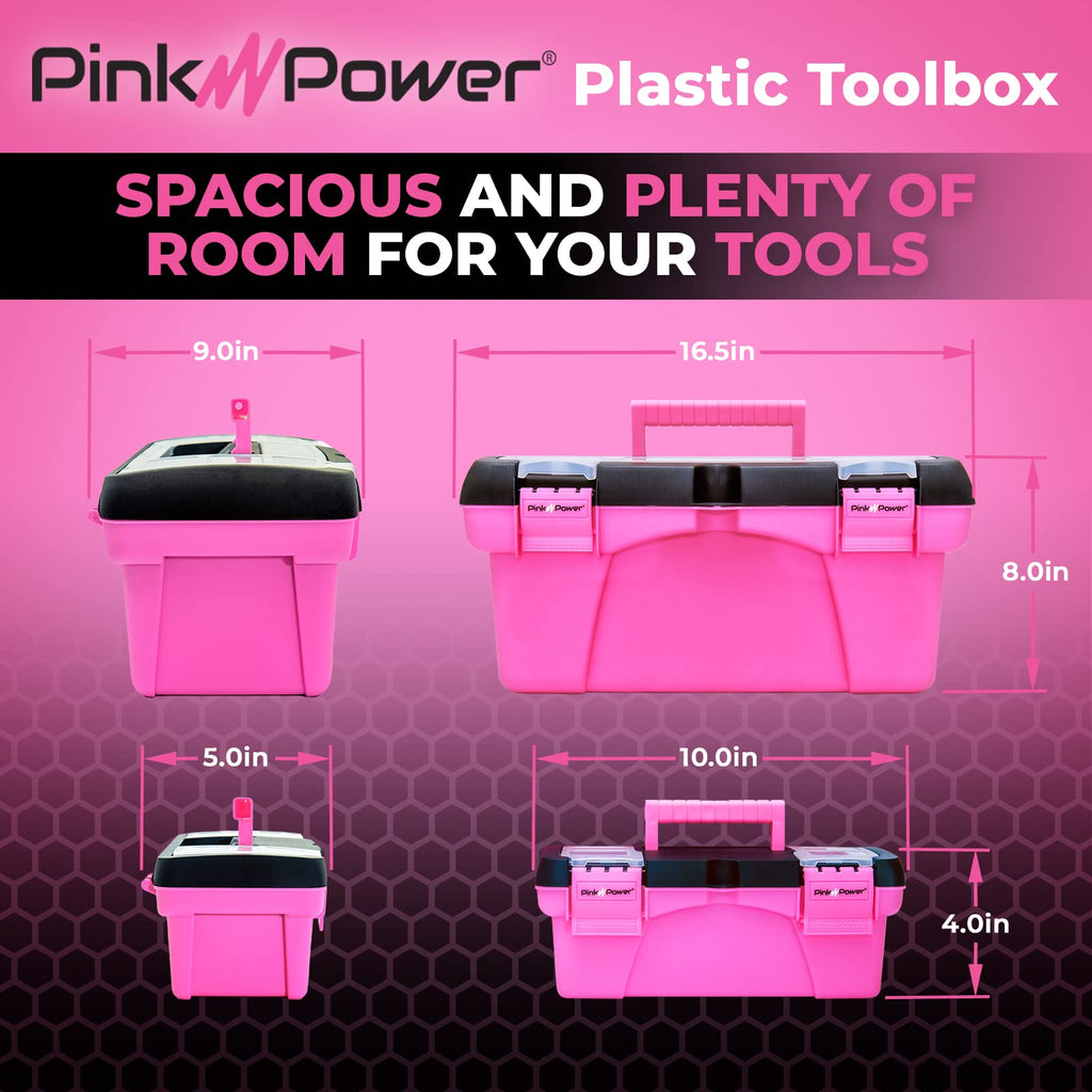 Pink Plastic Tool Box with Handle 2 Pack B285507
