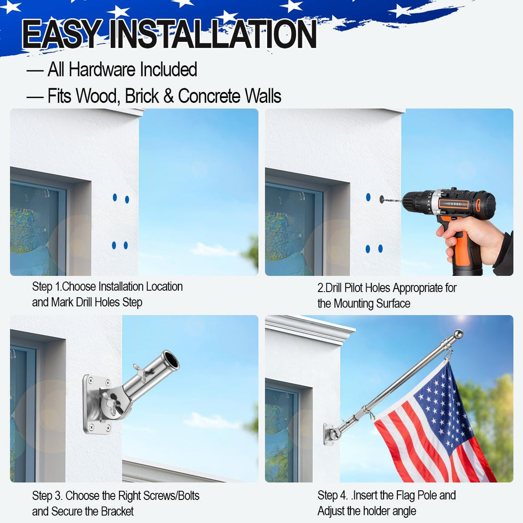 Adjustable 316 Stainless Steel Flag Pole Holder N2726