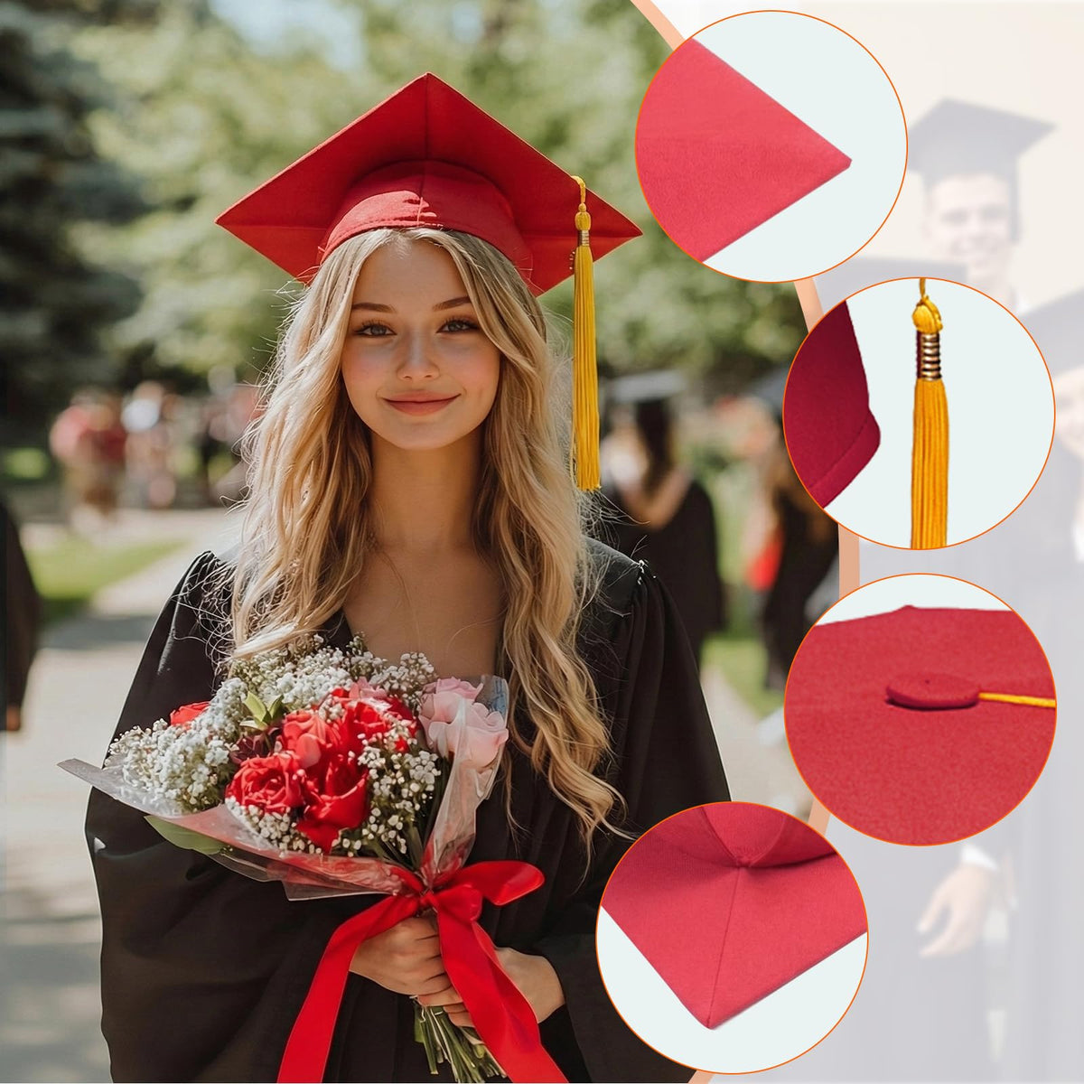 Graduation Cap with Tassel Adjustable Adult Graduation Hat X6655