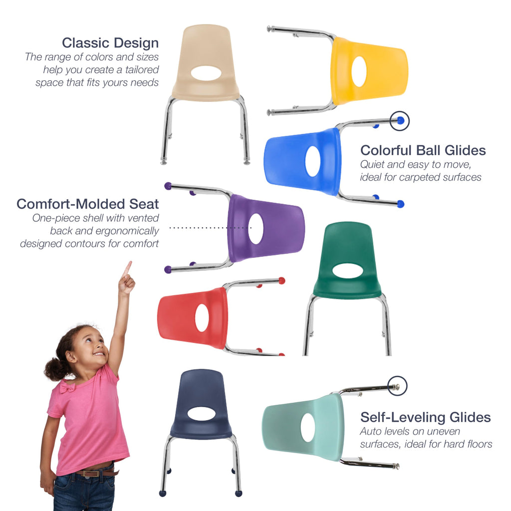 16" Light Gray School Stack Chair 2-Pack G980727