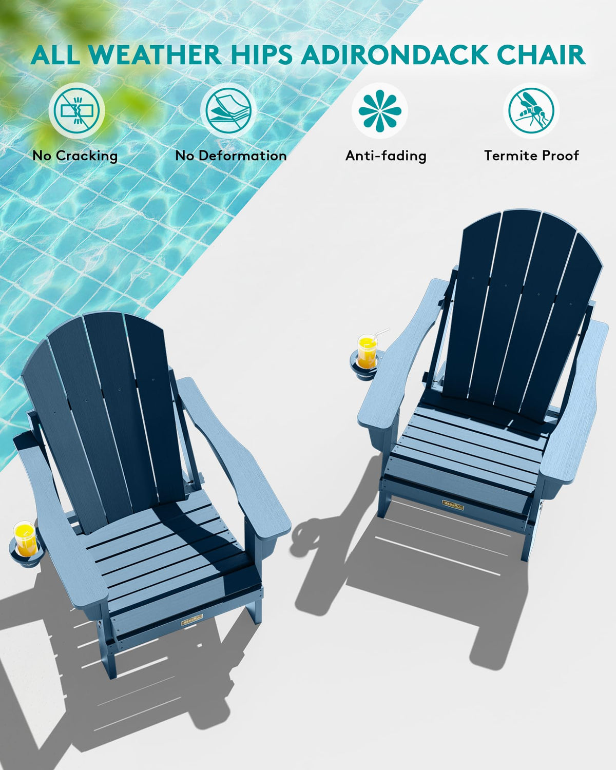 Folding Adirondack Chair Set of 2 with Cup Holder V750130