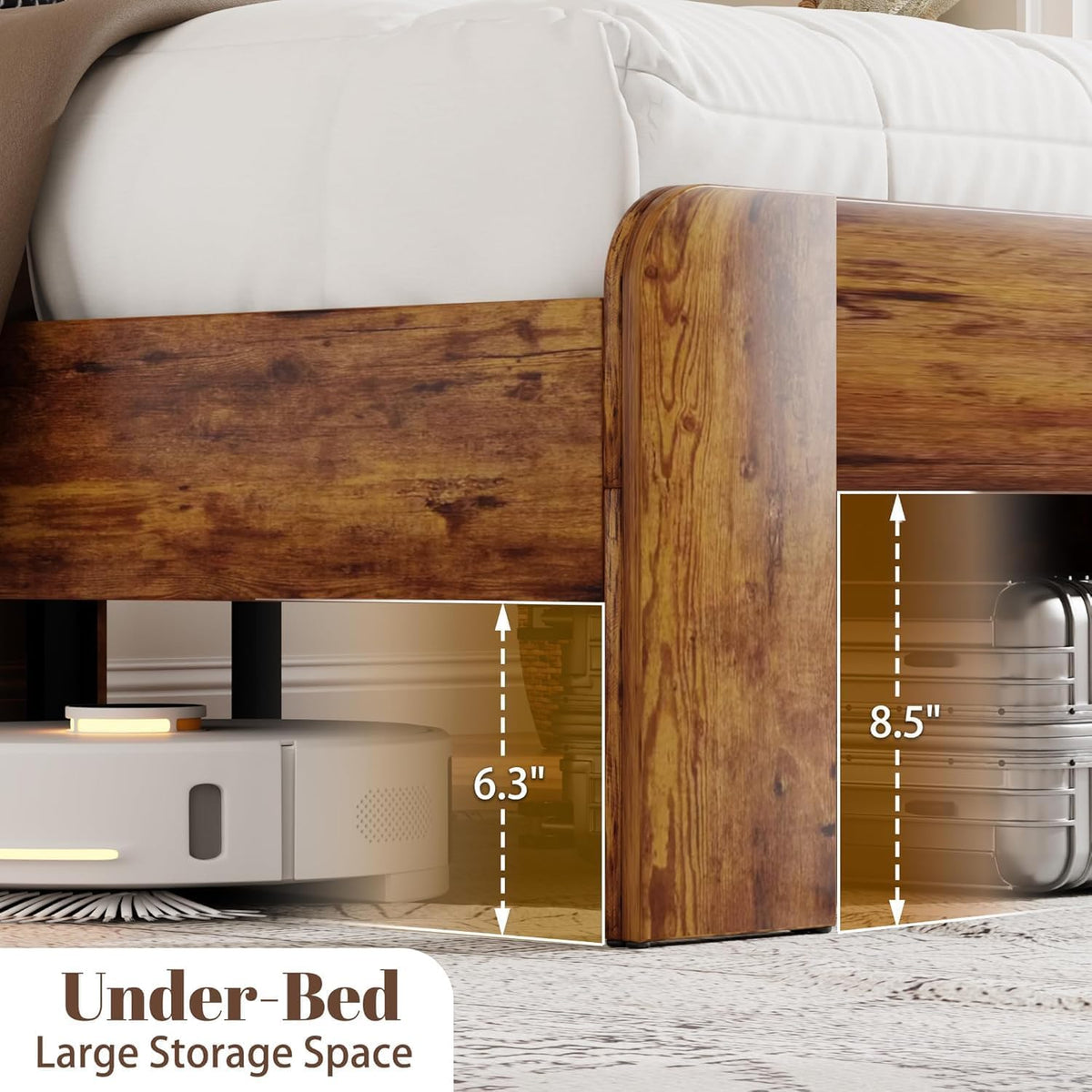 Queen Bed Frame with Storage Headboard and Charging Station L5370