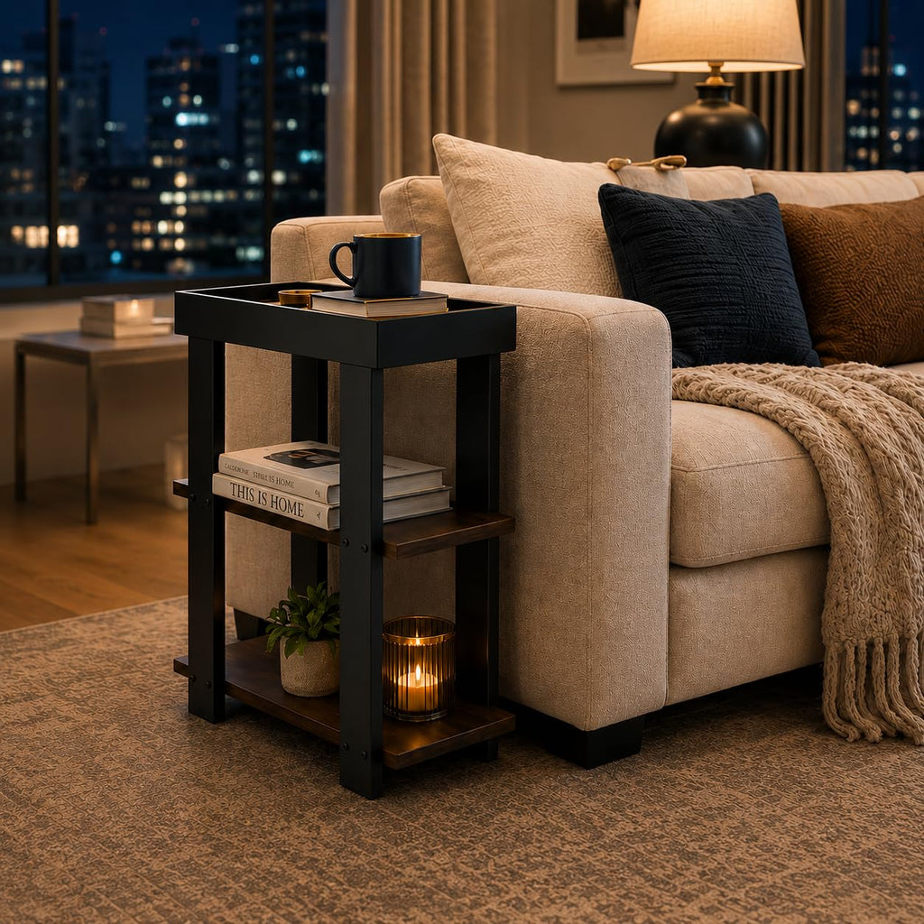 Rustic Brown 3-Tier Narrow Side Table R154082
