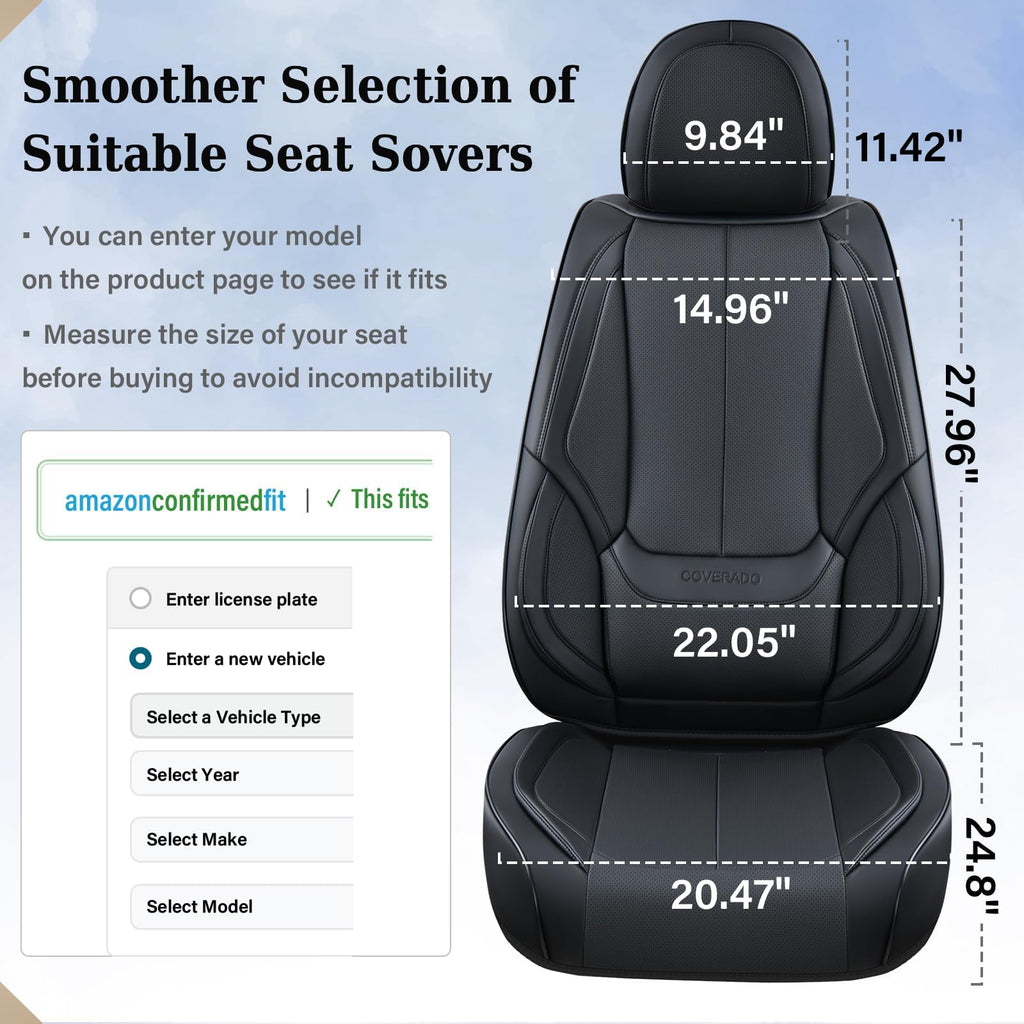 Black Full Set Waterproof Nappa Leather Car Seat Covers N1755