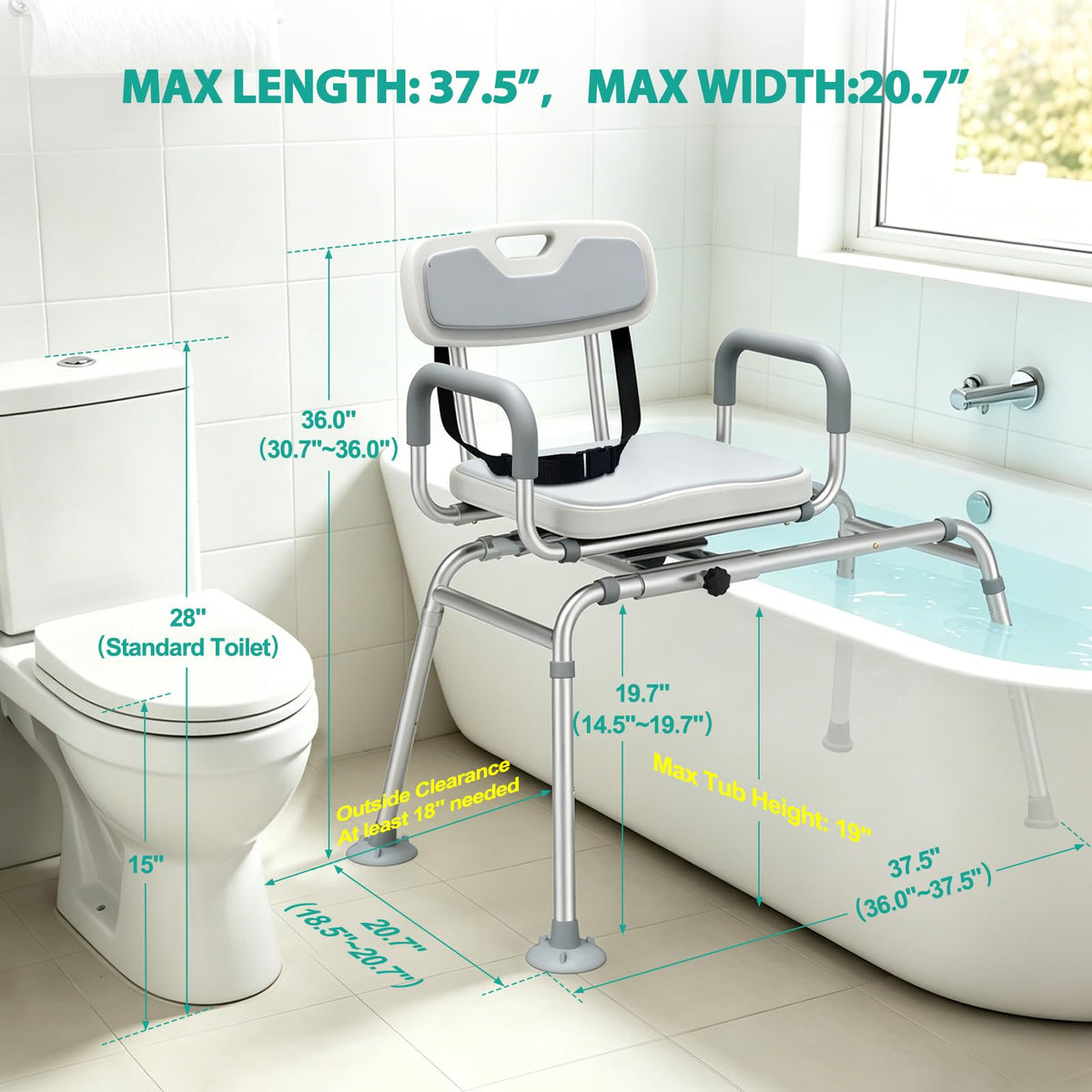 Tub Transfer Bench with Swivel Seat J351