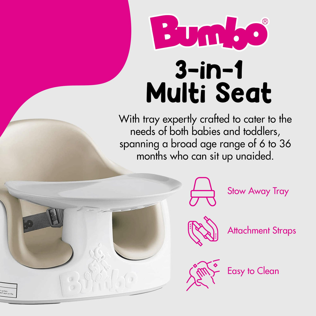 Portable Infant Multi-Seat with Tray, 6 to 36 Months, Taupe K997
