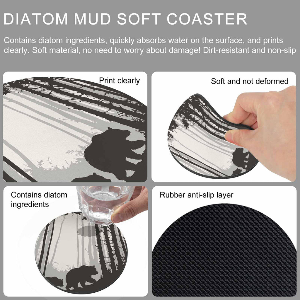 Black Grey Set of 4 Soft Absorbent Coasters S23100