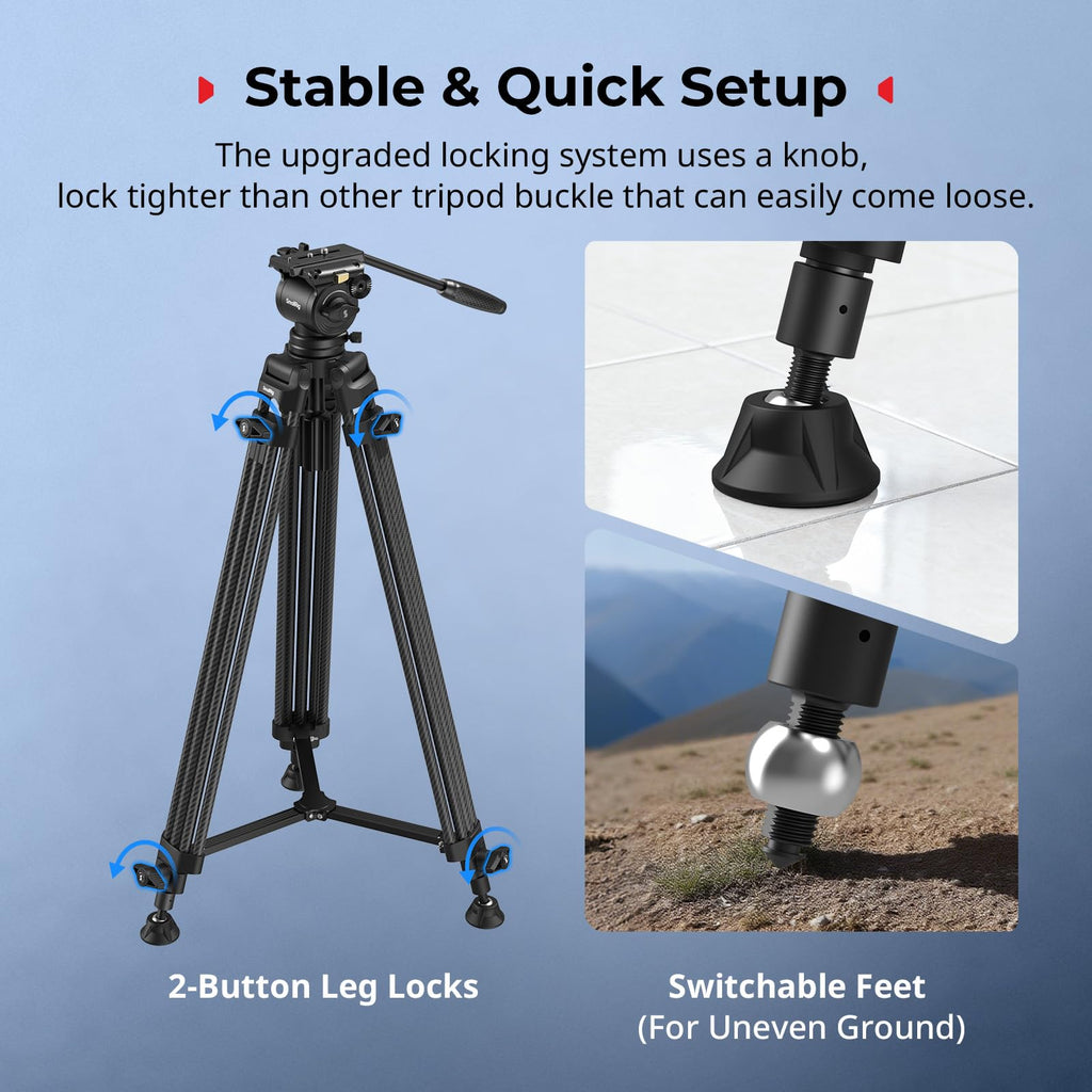 Carbon Fiber Heavy Duty Video Tripod with Fluid Head G79882
