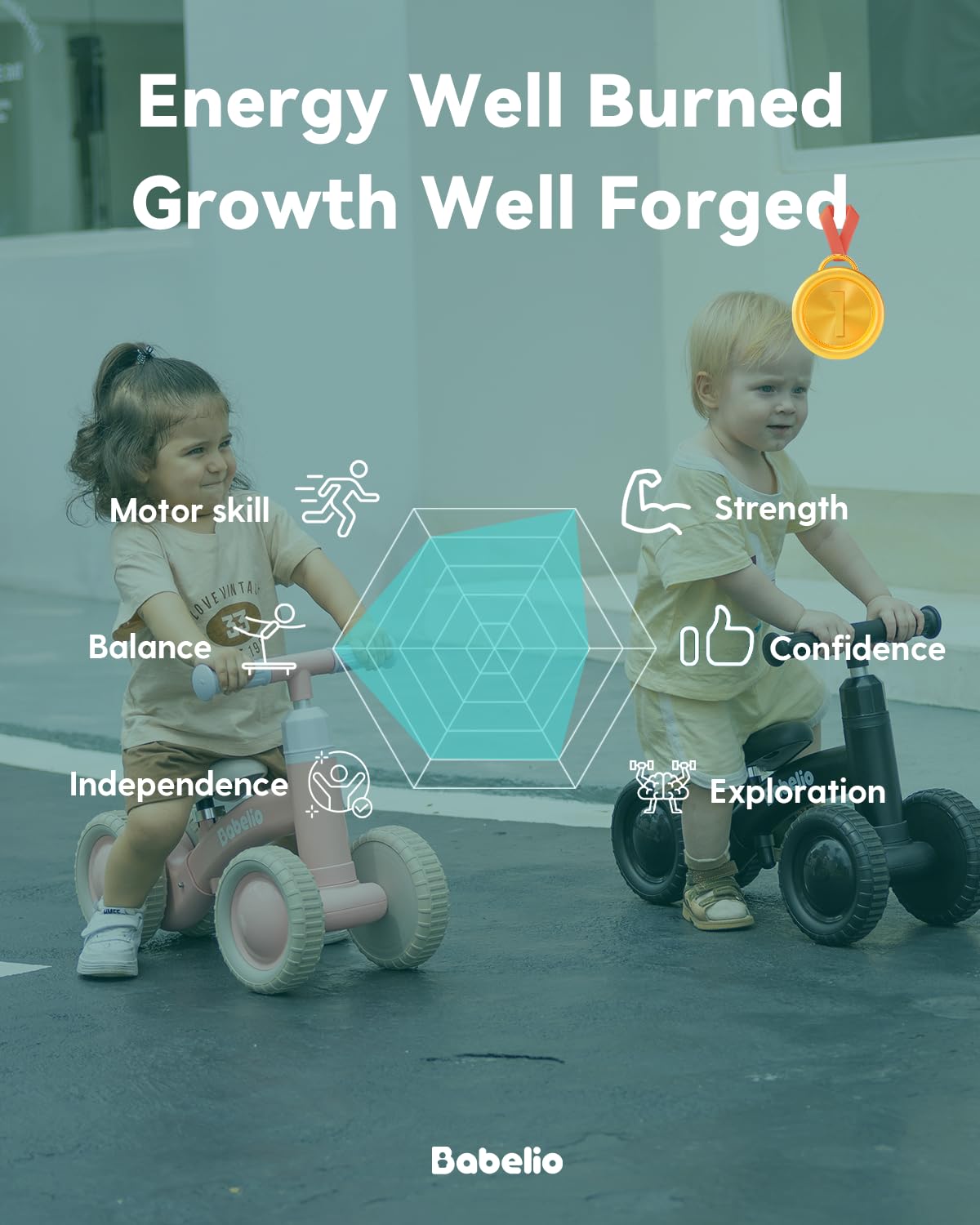 Green Adjustable 4 Wheels Baby Balance Bike M75806