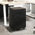 3 Drawer Black Wood File Cabinet with Lock W5045