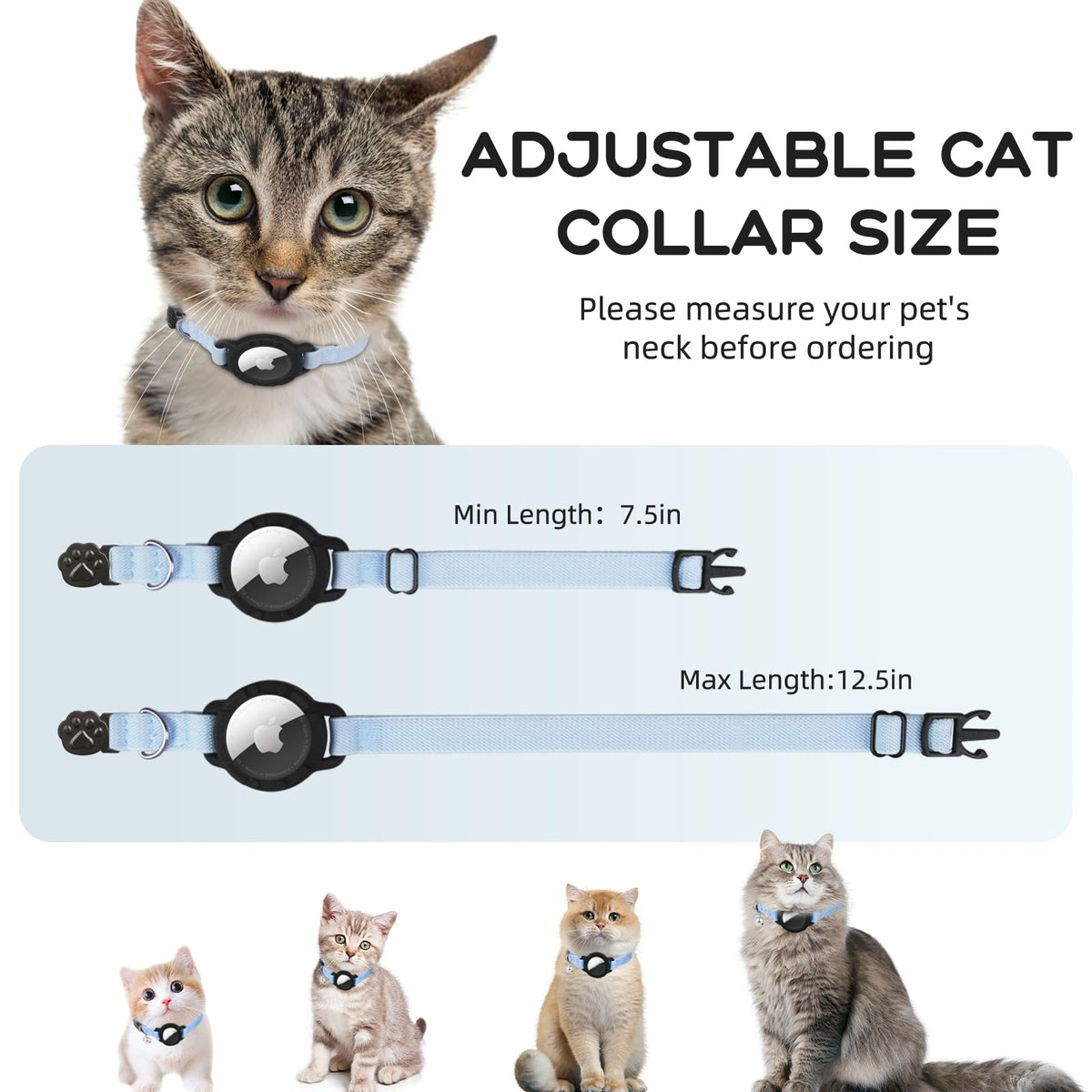 Cat Collar with AirTag Holder and Bell N972