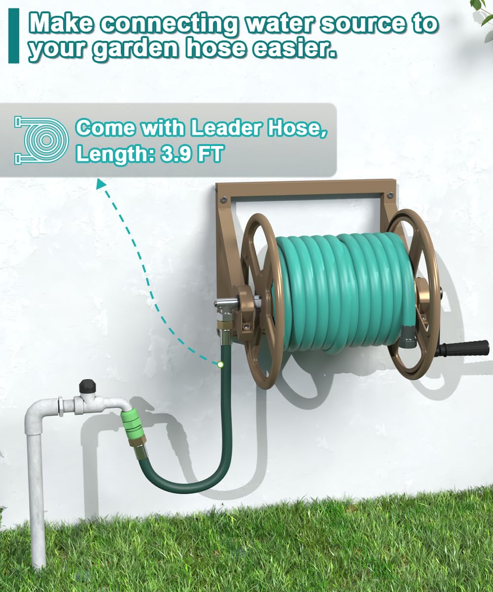 Wall Mounted Metal Garden Hose Reel Holds 125 ft G261086