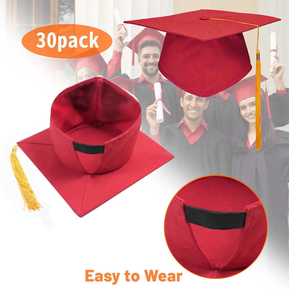 Graduation Cap with Tassel Adjustable Adult Graduation Hat X6655