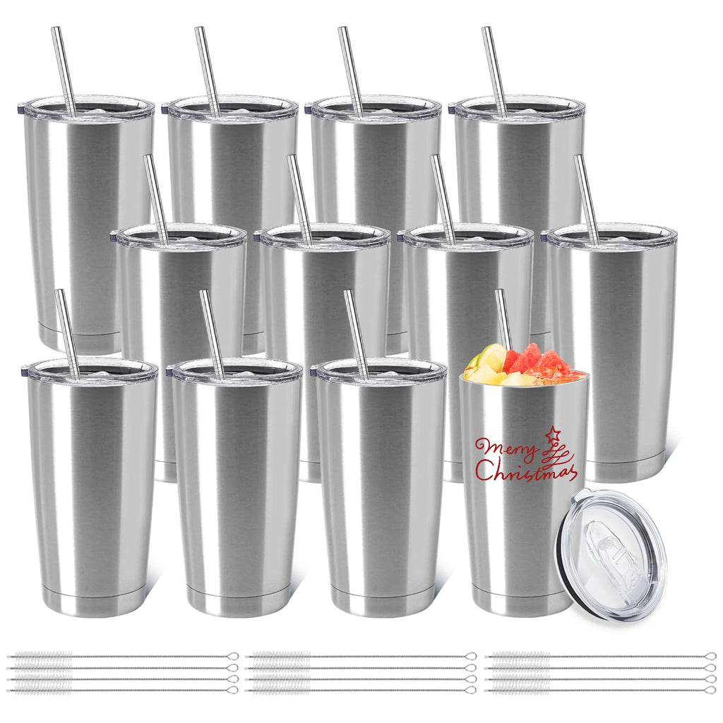 12 Pack Insulated Stainless Steel Tumbler with Lid and Straw Q688