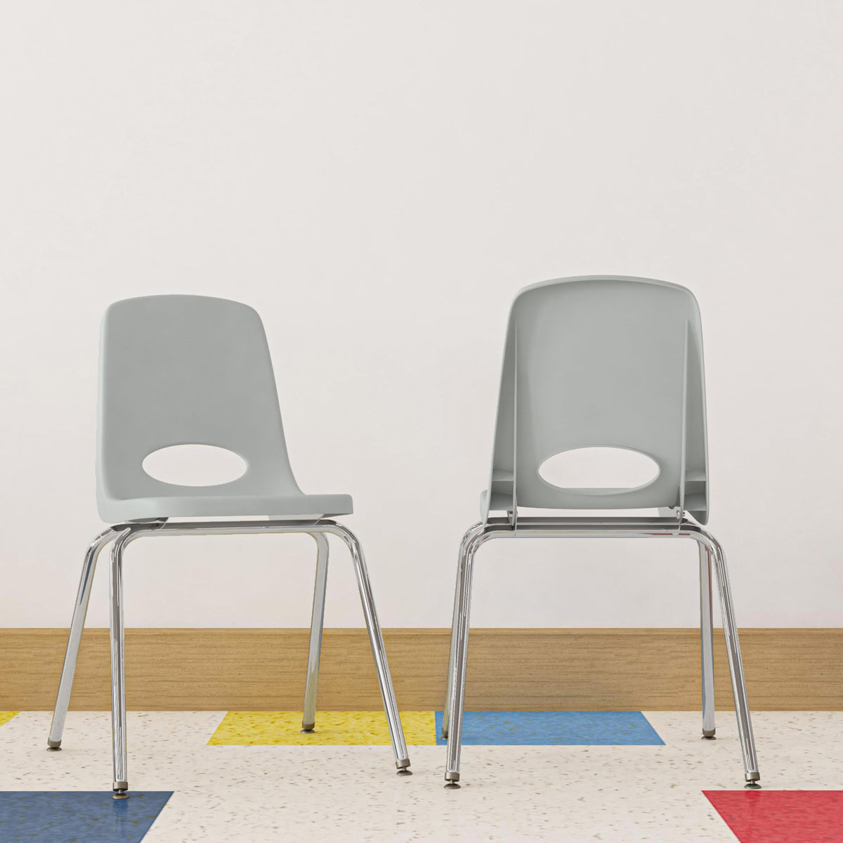16" Light Gray School Stack Chair 2-Pack G980727