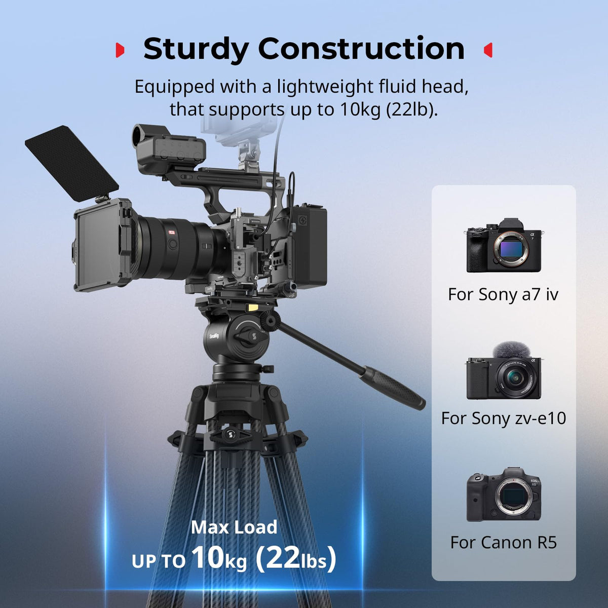 Carbon Fiber Heavy Duty Video Tripod with Fluid Head G79882