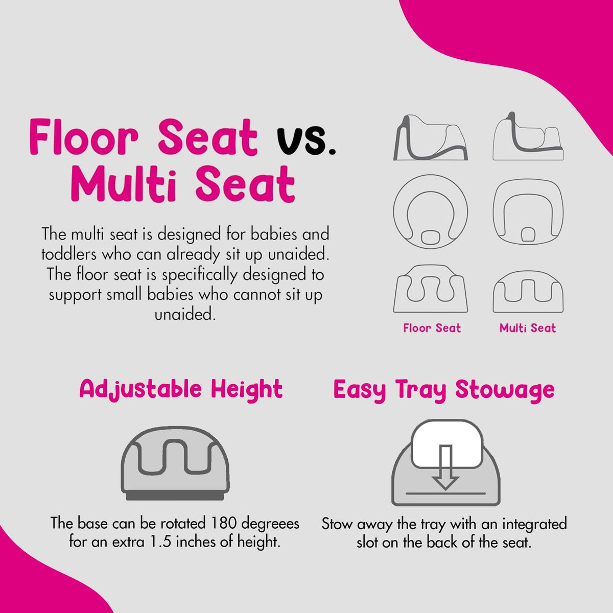 Portable Infant Multi-Seat with Tray, 6 to 36 Months, Taupe K997