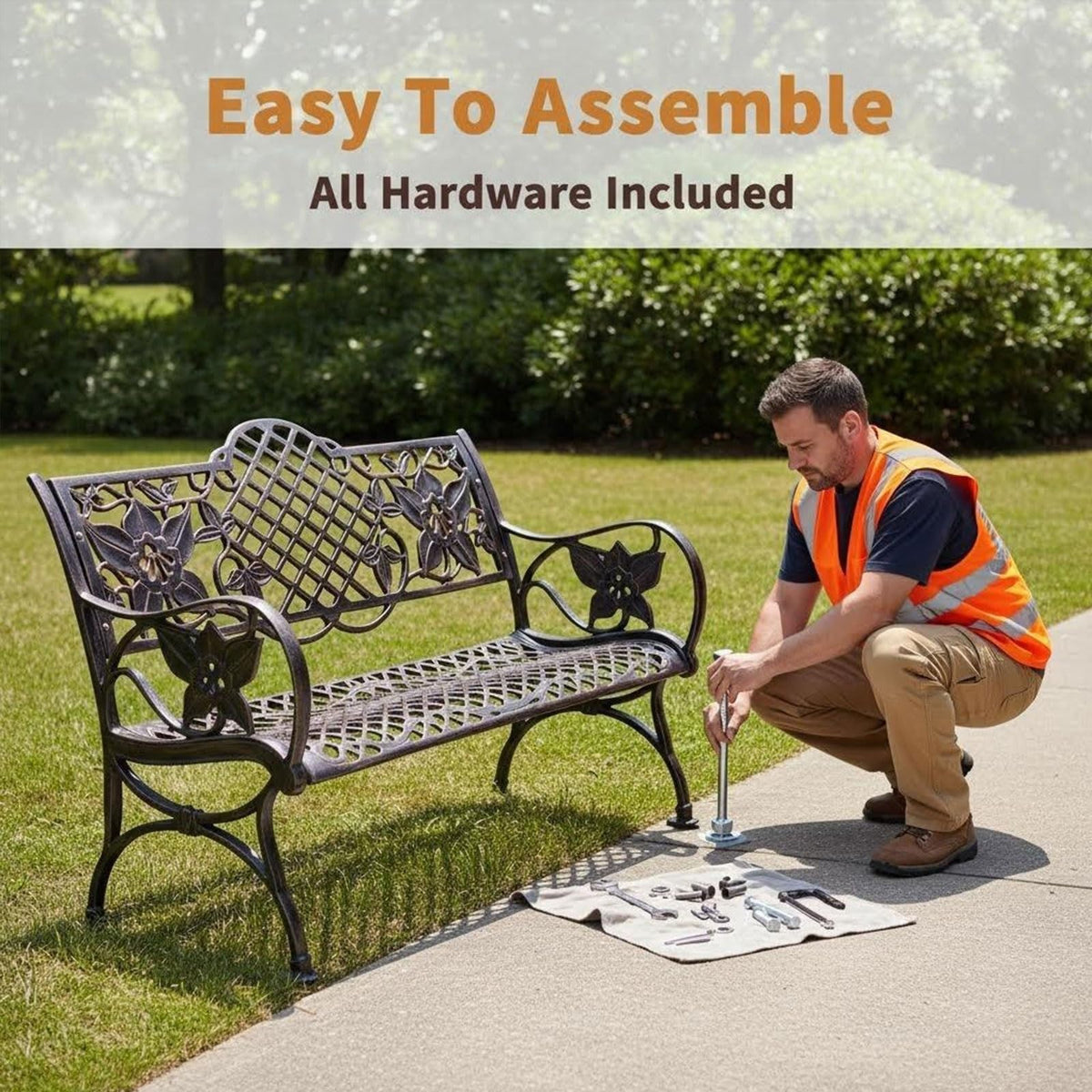 Heavy Duty Cast Iron Outdoor Bench I697