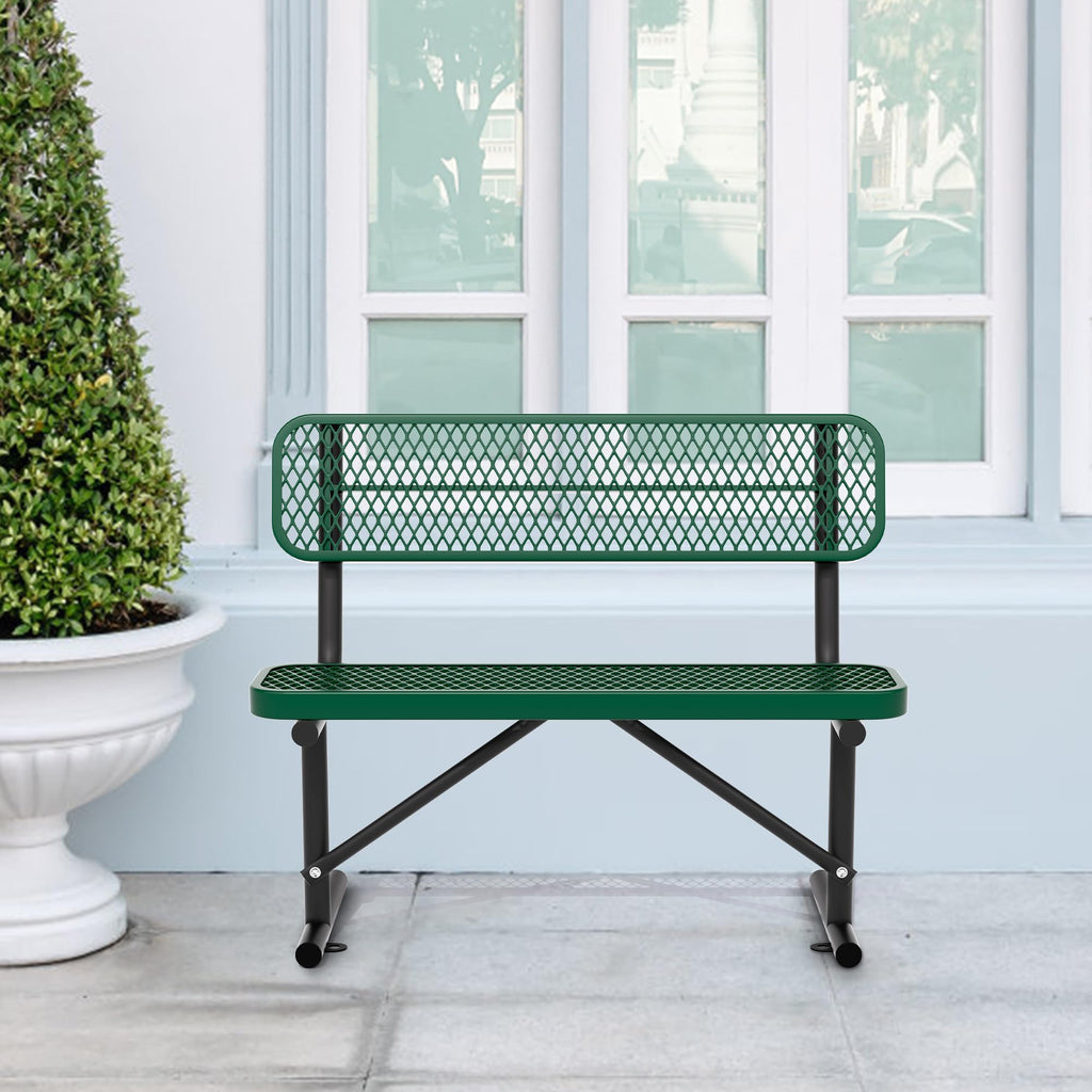 4FT Heavy Duty Metal Outdoor Bench with Backrest Z9558