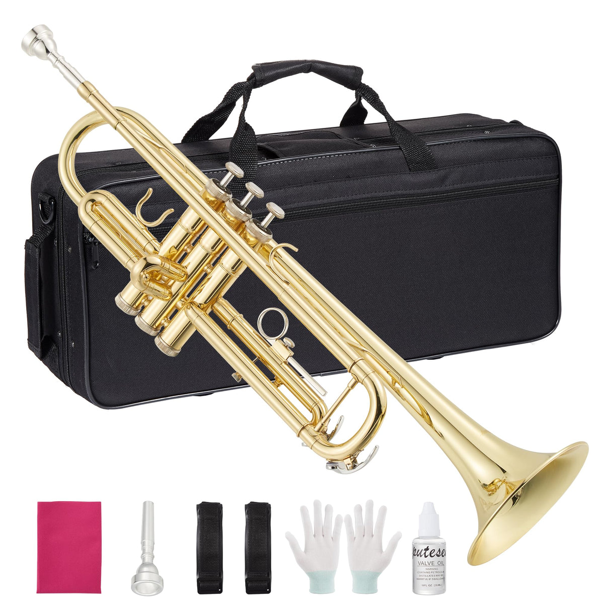 Gold Lacquer Brass Trumpet with Hard Case J136430